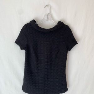 Boden Short Sleeve Black Textured Knit Top